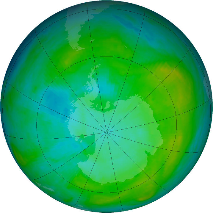 Antarctic ozone map for 27 January 1983